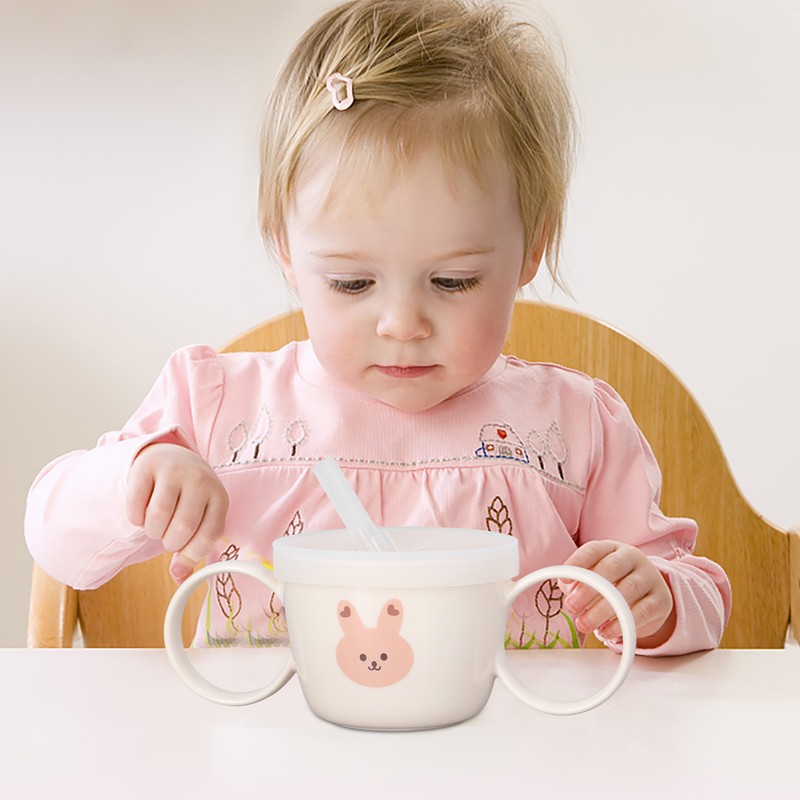 Baby Learning Drinking Cup 200mL Cartoon Animal Print Silicone Training
