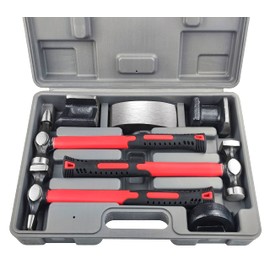 C&T Auto Body Repair Tool Hammer Dolly Set 7 Piece, Car Body Repair Tool Kit with Carrying Case, Carbon Steel Dolly and Hammer Dent Body Fender Tool Set