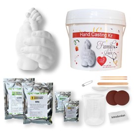 HopeMeng Family Hand Casting Kit with Practice Kit - Casts 3 Person Detailed and Accurate Casting of Hands - DIY Plaster Hand Molding Kit