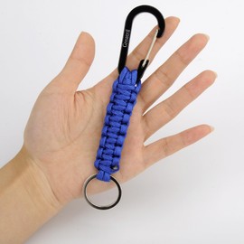 Key Chain Carabiner Black + Blue - GREATRIL Paracord Lanyard Carabiner Hook Short Clips for Outdoor Boys / Girls / Men / Women