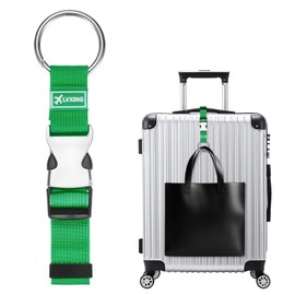 M METERXITY 1-Pack Add A Bag Luggage Strap, Adjustable Suitcase Belt for Connecting Luggage/Backpack/Jacket, Carry Strap with Ring Buckle [Green]