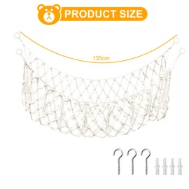 Cuddly Toy Net, Macrame Stuffed Toy Hammock, Hanging Storage Cuddly Toy Net, Cuddly Toy Net Organiser for Bedroom, Children's Room, White