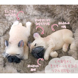 (moin moin) Figure, Magnet, Dog, Fluffy, with Bed, Dog, Realistic, Magnets, French Bulldog (Light, 2 Pieces)
