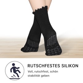 GRPSKCOS Yoga Socks Women's 3 Pairs Pilates Socks Non-Slip Socks Stopper Socks Women for Yoga, Barre, Pilates, Hospital, Dance EU 35-42, #3 black x 3