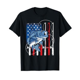 Fishing Vintage American Flag Bass Fisherman Gifts T-Shirt