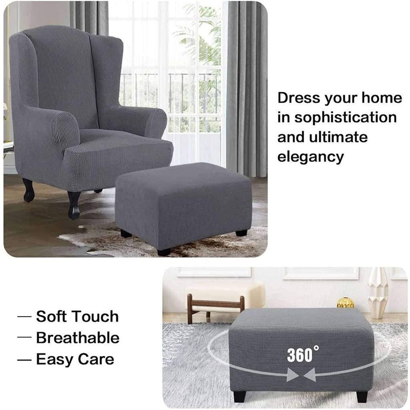 BXFUL Ottoman Protective Cover, Rectangular Stool Jacquard, Square Stool Cover,