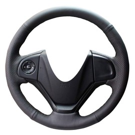 Eiseng DIY Stitching Steering Wheel Cover for Honda CRV CR-V SUV 2012 2013 2014 2015 2016 Interior Accessories 15 inches Stitch on Wrap Genuine Leather (Black Thread)