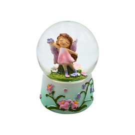 Dekohelden24, Shaking Ball, Mythical Creatures, Snow Globe with Flower Girl, Fairy Ball, Fairy Ball for Shaking with Colourful Glitter and Flowers, L/W/H 6 x 6 x 9 cm, Fairy Pink, 6 cm