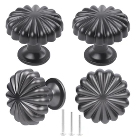 ShipeeKin 4X Cabinet Hardware Knobs Dresser Drawer Knobs Pumpkin Shape Pull Handle 30mm Single Hole Cabinet Knobs for Door Kitchen Cupboard(Gray)