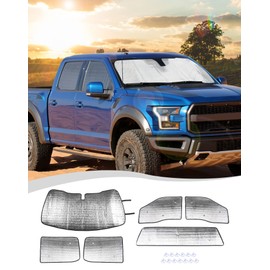 Hoolcar Windshield Sunshade Front & Side & Rear Window Sun Shade Sunscreen Heat Insulation Sun Visor Sun Reflector Compatible with 2015-2020 Ford F150, Interior Accessories, 6PCs