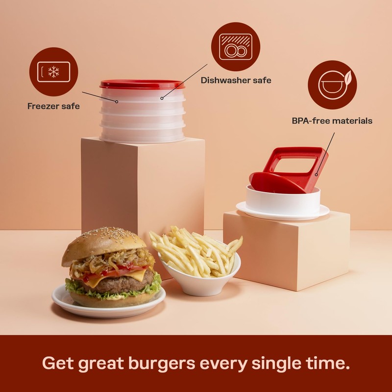 Tupperware Hamburger Press and 4-Container Set, Dishwasher Safe and BPA
