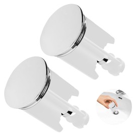 Pack of 2 Universal Sink Plug 40 mm Chrome Drain Plug - Made of Brass, Universal 40 mm Height Adjustable with Rubber, Drain Plug for Sink, Rustproof & Tight, White