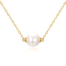 SISGEM 9ct Gold 8mm Pearl Necklace for Women, Real Gold Freshwater Cultured Pearl Necklace for Anniversary Mum Sister Wife, 16+1+1inch