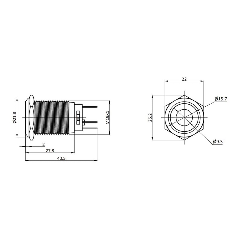 Metzler - Pressure switch 19mm - LED spot lighting blue