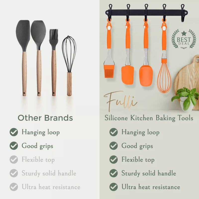 Kitchen 4 Pcs Silicone Kitchen Utensils Non Scratch cooking set
