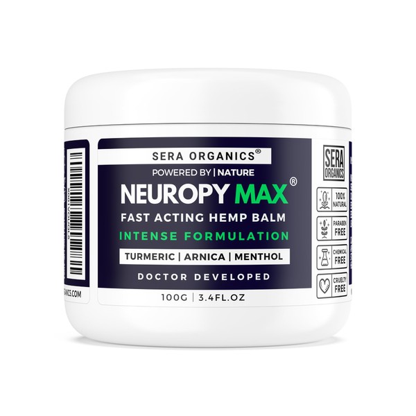 Neuropy Maximum Strength | Neuropathy Cream Balm Treatment with Turmeric, Menthol & Arnica, Doctor - All Natural Relief for Feet, Hands, Legs, Toes (100g) Handcrafted in The UK - by Sera Organics