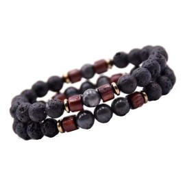 Veraly Pulsera Budista Con Cuentas De Lava Naturales Full Diámetro 6