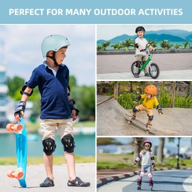 KORIMEFA Kids Bike Helmet Protective Gear Set Helmet and Pads Set with Knee Pads Elbow Pads Wrist Guards for Skateboard Roller Scooter Cycling for Boys Girls