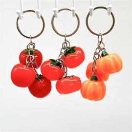 Cherry Keychain Imitation Food Pumpkin Tomatoes Keychain for Handbag Purse Car Accessories-Tomatoes