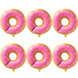Pink Sweet Candy Donut Shaped Balloons, 6 Pack Sprinkle Donut Foil Balloons Doughnut Aluminum Mylar Helium Party Balloons For Donut Grow Up Party Supplies Baby Shower Wedding Wedding Christmas