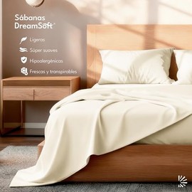 Dreamlab Juego de Sábanas Premier 1800 Collection. Sábanas de Microfibra de Lujo de Doble Cepillado (Marfil, King)                                    