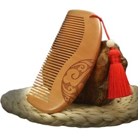 Natural Peach Wood Comb, Carved Wooden Comb, Anti Static Wooden Comb, Wooden Comb for Women, Wooden Hair Comb for All Hair Styles