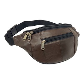 RAS Mens Womens Leather Bum Bag Travel Money Pouch Waist Hip Pouch Bag Passport Holder Adjustable Belt 1013 (Brown)