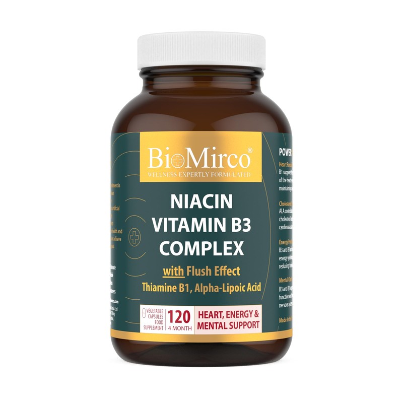Niacin Vitamin B3 Complex, with Flush Effect, 120 Premium Capsules,