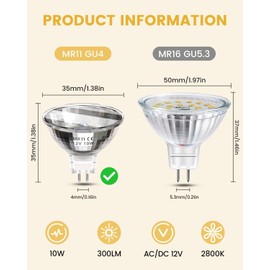 Bonlux Halogen 12 V 10 W Bulb, MR11 GU4 Halogen Bulb, Dimmable G4 Halogen Bulbs, 10 W Halogen Pin Base Lamps, Mini Spotlight Halogen Bulb, 35 mm Diameter, Warm White 2800 K, Pack of 4