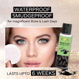 Mina ibrow & Lash Light Brown | Long Lasting (Stay up to 6 weeks) Natural Spot Colouring and Hair Tinting Powder in Capsule, Water and Smudge Proof | No Ammonia, No Lead with Up to 10 Applications