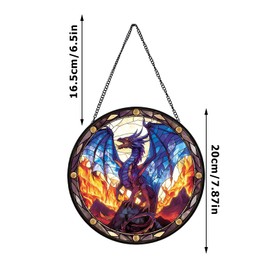Xuoxeji Dragon Stained Glass Window Hanging, 20cm/7.8in Dragon Sun Catchers Dragon Ornaments for Window Dragon Gifts for Family, Friends (Dragon)