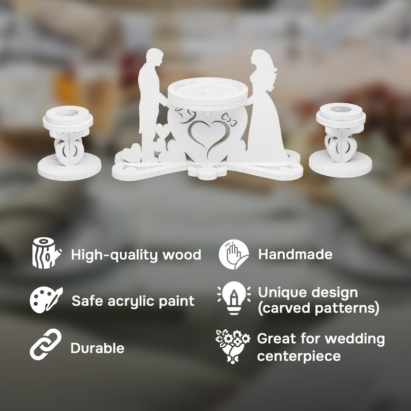Unity Candle Table Holder for Bride and Groom - Candles