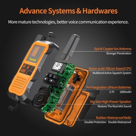 Gaswei G2pro 2 Watt Heavy Duty Walkie Talkies - Waterproof, Shock Resistant, Long Range & Rechargeable Two-Way Radio with VOX Long Range for Job Site 2 Pack(Orange)