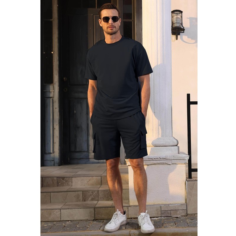 Fastkoala Men's Tracksuit Outfit Set Two Piece Round Neck Suits