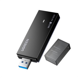 UGREEN USB WiFi 6 Adaptador para PC, WiFi USB de Doble Banda de 5 GHz/1201 Mbps, 2.4 GHz/574 Mbps, Tarjeta Adaptador de Red Inalámbrica Compatible con Windows 10/11