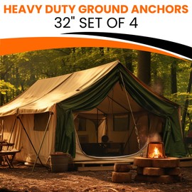 Ground Anchors Screw-in 32" Set of 4 With Drill Bit - Earth Stakes Heavy Duty for Mobile Home, Shed, Swing Set, Tree, Awning Canopy