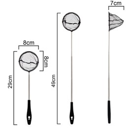 Square Fishing Net with Telescopic Handle, Stainless Pond Net, for Catching Tiny Fish,Shrimp and Cleaning the Aquarium (Black)