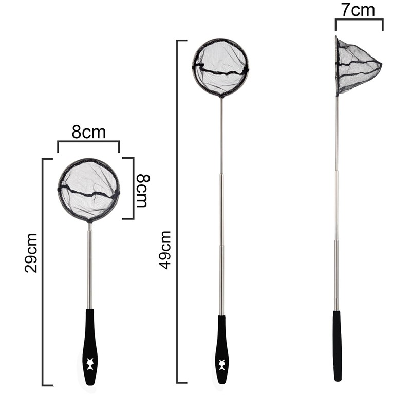 Square Fishing Net with Telescopic Handle, Stainless Pond Net, for