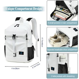 UTIAMIAOGONGO Basketball Backpack with Ball and Shoes Compartment Large Basketball Bag Backpack for Men Women Fit Volleyball, Soccer, Football, Sports Training Equipment Bags, White