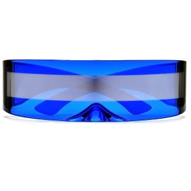 Futuristic Cyclops Space Robocop Robot PARTY RAVE Costume Shield Sunglasses (Translucent Blue/Mirror)