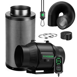 VIVOSUN Smart Air Filtration T6 Kit 6", AeroZesh T6 Inline Duct Fan with E12 Speed Controller, Carbon Filter & 8' Ducting, Cooling & Ventilation System for Grow Tents, Indoor Gardening, Hydroponics
