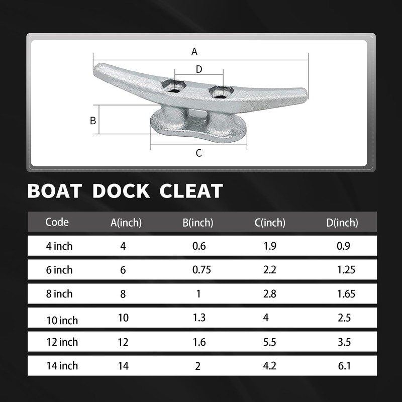 Laorde Dock Cleats 6 inch Galvanized Boat Cleats Cast Iron