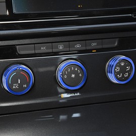BLINGOOSE Car Accessories for VW Volkswagen Golf 7 Air Conditioning Button Cover Sticker AC Knob Covers Car Interior Trim Accessories Decoration Blue Aluminium Alloy Pack of 3