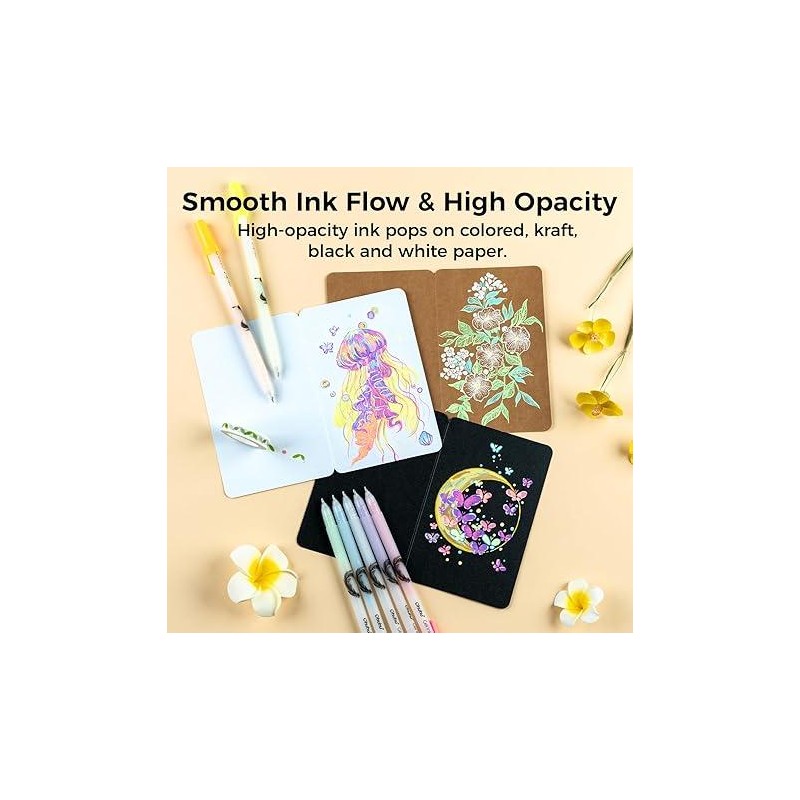 Ohuhu Gel Ink Pens: 12 Pack Extra Fine Point Opaque