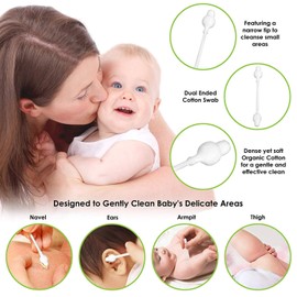 220 Pieces Cotton Swabs, Double Tipped Precision Tips Cotton Buds Spiral Head Multipurpose Safe Highly Absorbent Hygienic Cleaning Sterile Sticks (4 Packs, 55 Pcs, 1 Pack) (220 pcs)