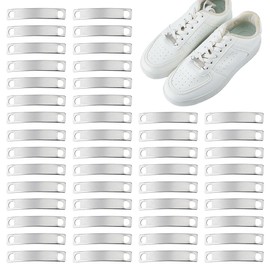Hobbspring 50Pcs Stainless Steel Shoelace Charms Curved Rectangle