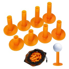 Golf Tees Golf Equipment Practice Set of 8 Rubber Tees Height Adjustable Permanent Tees Durable Unpunched Home Practice Equipment Golf Supplies Storage Pouch