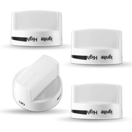 WPW10339443 Gas Stove Knobs(4 Pack), Cooktop Surface Burner Control Knobs Replacement, Fit for Whirl-Pool Gas Range/Stove/Oven, Replaces AP6019878, W10339443, WP10339443, PS11753189 - White
