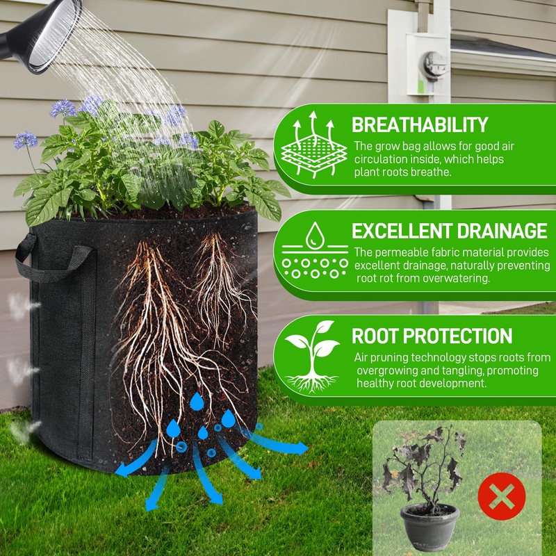 8 Pcs 15 Gallon Potato Grow Bags with Harvest &