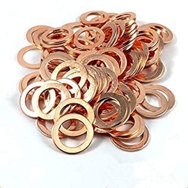 LUOQIUFA M10 Flat Washer Copper Sealing Ring, Inner Diameter 10mm, Outer Diameter 14mm, Thickness 1.5mm, Metric Sealing Washer, 30 Pieces